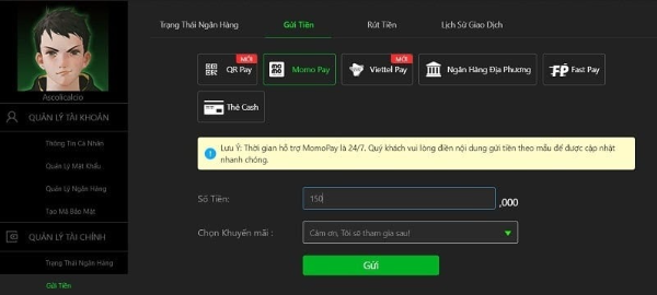 Những lưu ý khi giao dịch nạp tiền Raybet